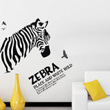 DNVEN 35 inches x 35 inches Zebra Head Black and White Wild Vinyl Wall Sticker Zebra Wall Decals Animal Print Home Murals Decor for Bedrooms Living Rooms size 120x60cm  lc6017