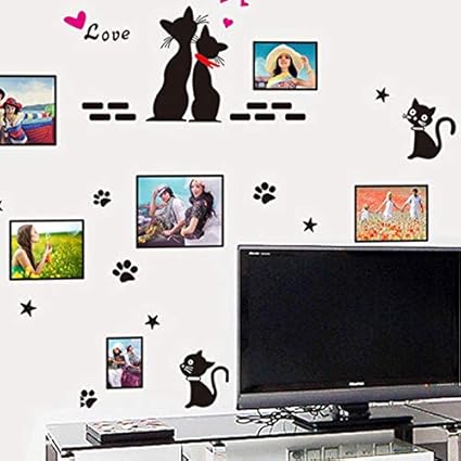 Cat Wall Stickers Cartoon Love Cat Photo Frame size 50x70 am7051