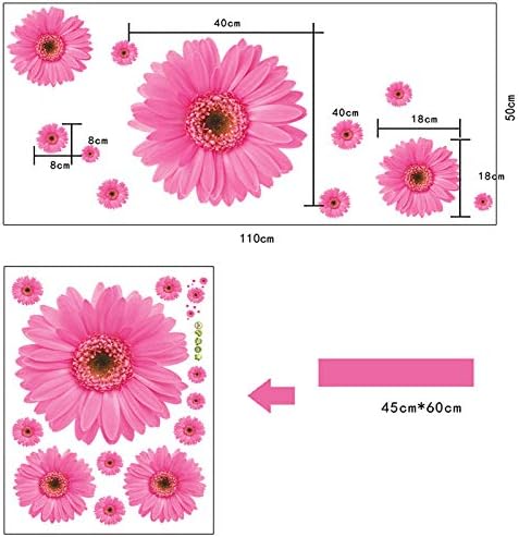 Wall Sticker Pink Daisy Flowers size 45x60 ay6015b