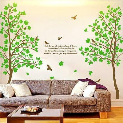 Rainbow Fox Large Green Tree Wall Sticker Decals PVC Removable Wall Decal for Nursery Girls and Boys Children's Bedroom size 50x70  dm570043