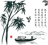 Wall Sticker Stylish Japanese Style Japanese Pattern Bamboo Flower Plant Sticker Bird Sticker Bamboo Forest Bath Wallpaper  size 60x90 sk9015