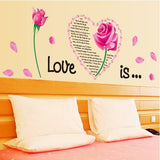 Oren Empower Pink Rose Plant Medium Size Wall Sticker (Wall Covering Area - 55 cm X 150 cm)