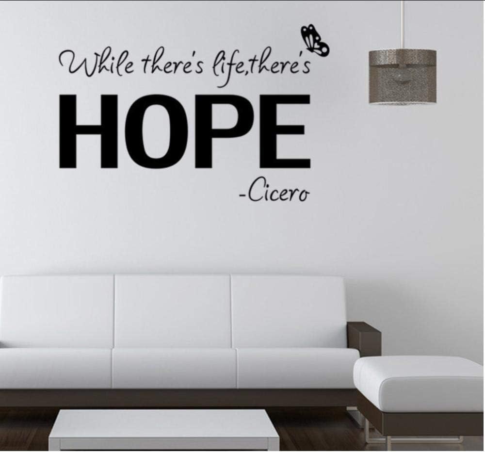 Hope Motivation Wall Sticker While There is Life There is Hope Wall Decal Living Room Bedroom Office Wallpaper Decor Mural size 50x70 dzr2021