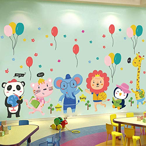 3D Stereo Wall Stickers Kindergarten Wall Decoration Bedroom Children Room Cartoon Animal Stickers Wallpaper self-Adhesive Wall painting-SK9320 Cartoon Animal_