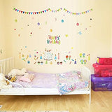 Balloon Cake Birthday Party Vinyl Wall Decal PVC Home Sticker House Paper Decoration Wallpaper Living Room Bedroom Kitchen Art Picture DIY Murals Girls Boys Kids Nursery Baby Playroom Decor size 60x90 abq9704