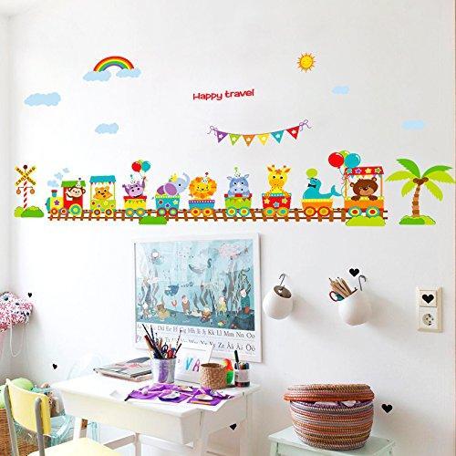 Sk9011 Cartoon Animal Train Wall Sticker