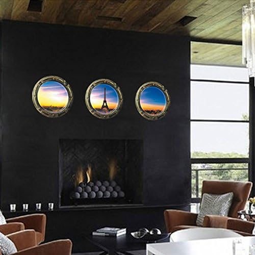 Kei Lara Trick Art Wall Sticker Window [Scenery from Round Window] Stylish Wall Sticker Removable DIY Wallpaper Sticker size 30x33 z-1-005