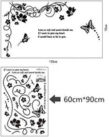 Butterfly Wall Sticker Black Vinyl Wall Art Floral Wall Paper PVC Removeable Wall Decor AY-817