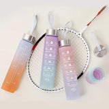 Sports Water Bottles 3 Pcs Set with Motivational Time Marker &amp; Leak Proof Flip Top Lid  (random color)