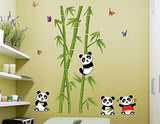 Ay9215 Oren Empower Playing Panda PVC Vinyl Large Wall Sticker for Kid's Room (Green, WxH-115 cm x 118 cm)