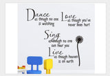 DM35 0028 Wall Stickers Dance Daisy Living Room Proverbs Wall Sticker English Poem 27*70CM
