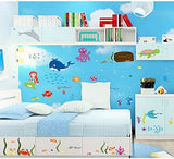 Cartoon Sea Animals Treasure Wall Stickers Removable Home Decor Wall Decals PVC Art Mural Baby Boys Girls Kids Bedroom Kitchen Decoration Poster size 60x90 df5077