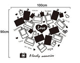 Xh3745 I Love You" Love Heart Black and White Photo Picture Frame Wall Decals,Living Room Bedroom Removable Wall Stickers Murals