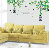 Wall Sticker A Birdcage Hanging from A Tree DIY Green Plant Decals Bird Cage Murals Wall Home Decoration