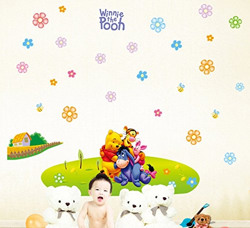 Winnie the Pooh and Friends Hug Together Friendly Art Wall Stickers Removable for House Home Nursery Kids Baby Boys Girls Room Wall Stick Decor size 60x90 dlx126l