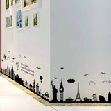 City Scene Eiffel Tower Statue of Liberty Wall Stickers, Living Room, Bedroom, Removable Wall Stickers, Wall Pictures 9214  60x90