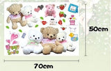 Novelty Set of Teddy Bears Lovely Bear Beautiful Decor Stylish Decoration Nursery Decal Decals Stickers Flowers Pink Baby Kids Home Modern Wall Decal Girl Flowers Living Room Bedroom size 50x70 xy8072