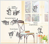 JAAMSO ROYALS Cute Cartoon Cats Design Vinyl Self Adhesive Peel and Stick Wall Sticker for Wall Decor and Home Decor AY7054