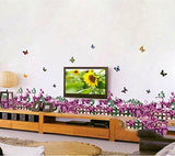 SYGA Purple Butterfly Flower Fence Skirting Line Decals Design Wall Stickers  size 50x70 ay756