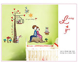 Wall decal two lovers leaning back ay924