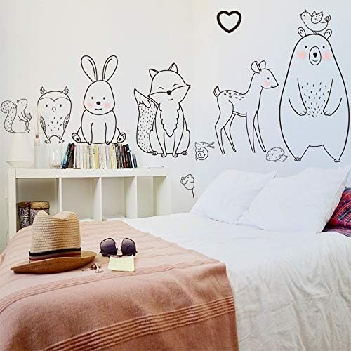 JINN-Wall Stickers - Nordic Cartoon Animal Wall Sticker Shy Bear Fox Baby Children Room Creative Nursery Decals Adhesive Home Decor Wallpaper Supply (as the picture) size 30x90 nc1034
