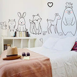 JINN-Wall Stickers - Nordic Cartoon Animal Wall Sticker Shy Bear Fox Baby Children Room Creative Nursery Decals Adhesive Home Decor Wallpaper Supply (as the picture) size 30x90 nc1034