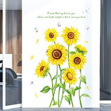 Sunflower Wall Stickers Butterfly Decals Removable Yellow Flower Butterflies Wallpaper Decor DIY Art Mural for Kids Room Bedroom Nursery Home Decoration