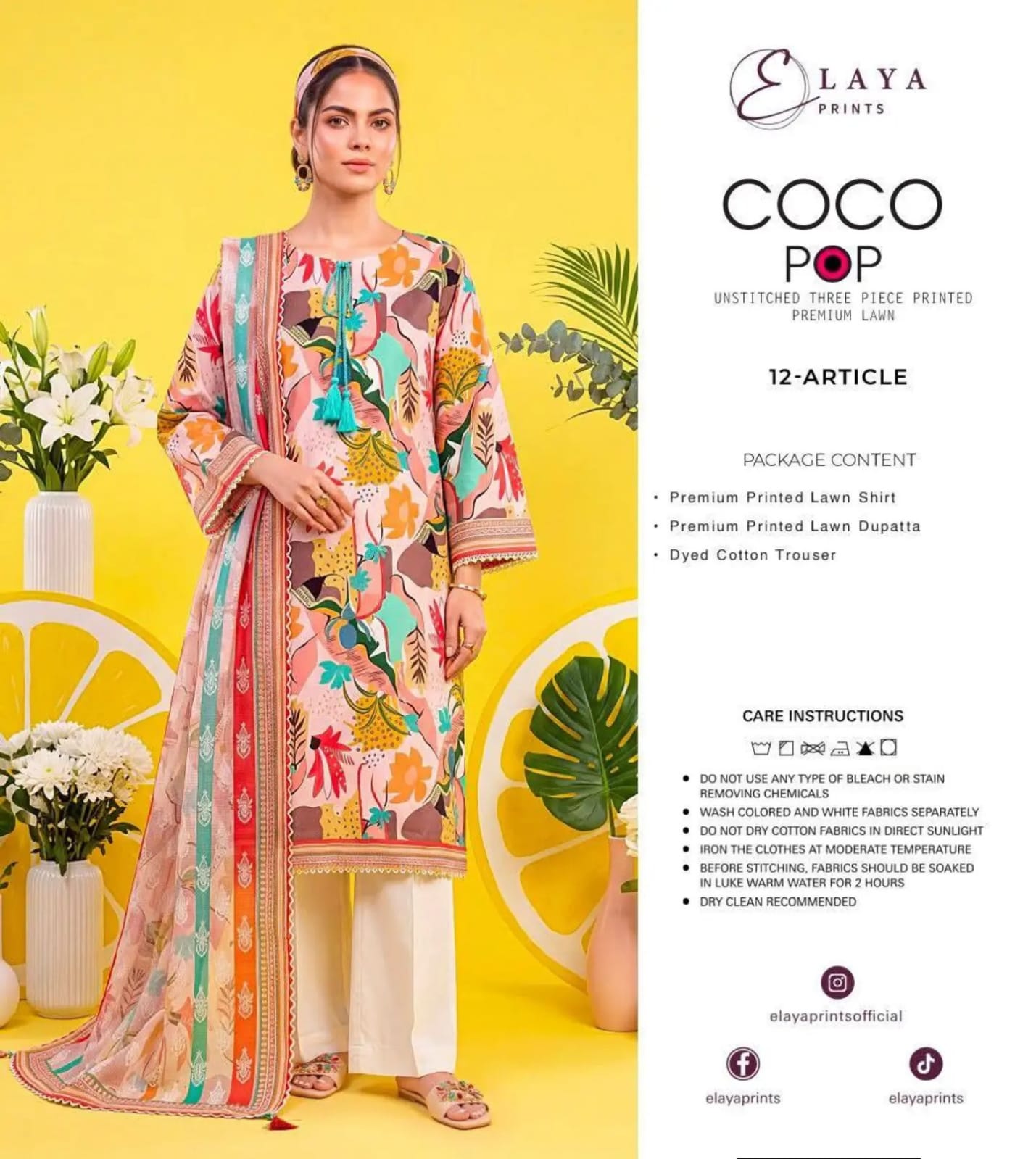 COCO POP Elaya Prints Luxury Digital Printed 3 Pcs Collection