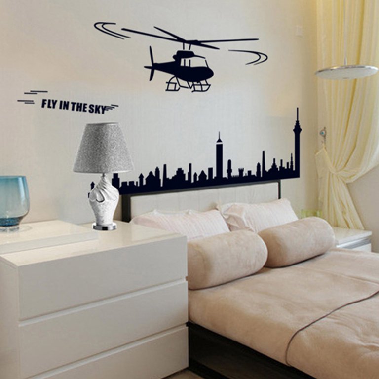 Cartoon airplane wall decal for bedroom, living room, TV background, home decor size 50x70 ay7071