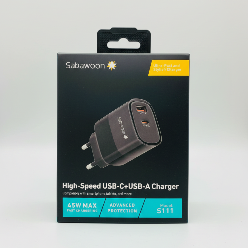 Sabawoon S111 Original Adopter | USB Fast Charging | PD Super Fast Charging | Without Cable