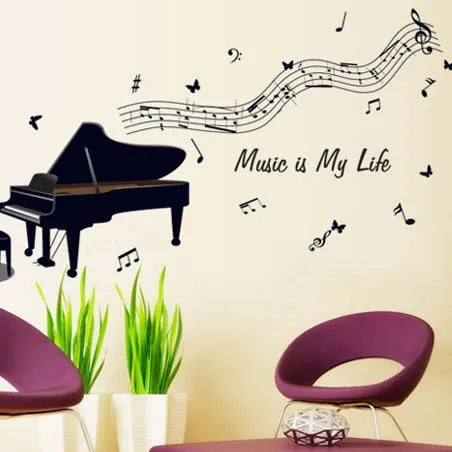 Wall Sticker AY7190 black piano notes