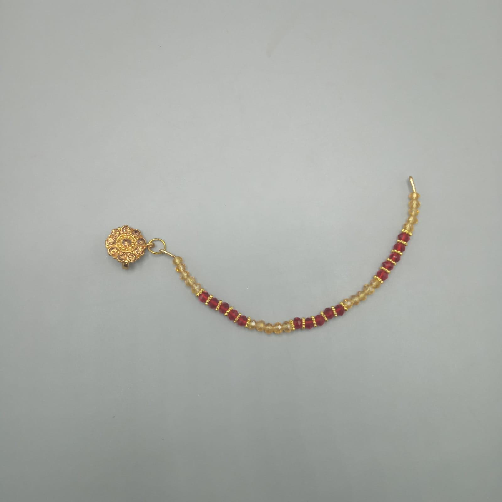 Nose Rings Gold Copper Bhaubhali style Clip On Nose Ear Chain For Women Girl