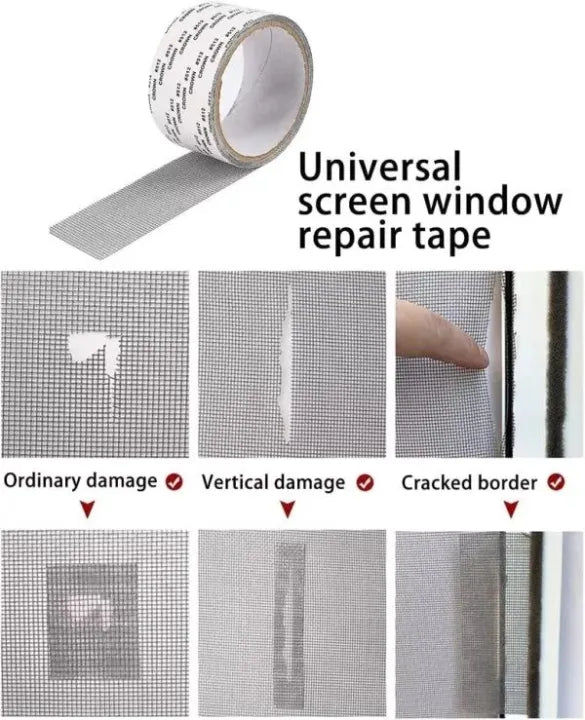 Mesh Roll Tape Window Screen Repair Patch – Strong Self-Adhesive Fiberglass Mesh, Easy DIY Screen Repair Tape for Windows &amp; Doors (2 Meter)