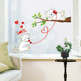 WUDHF Cute bear calling love wall stickers home love and happiness decoration children's room cartoon branches size 50x710 sm 570047