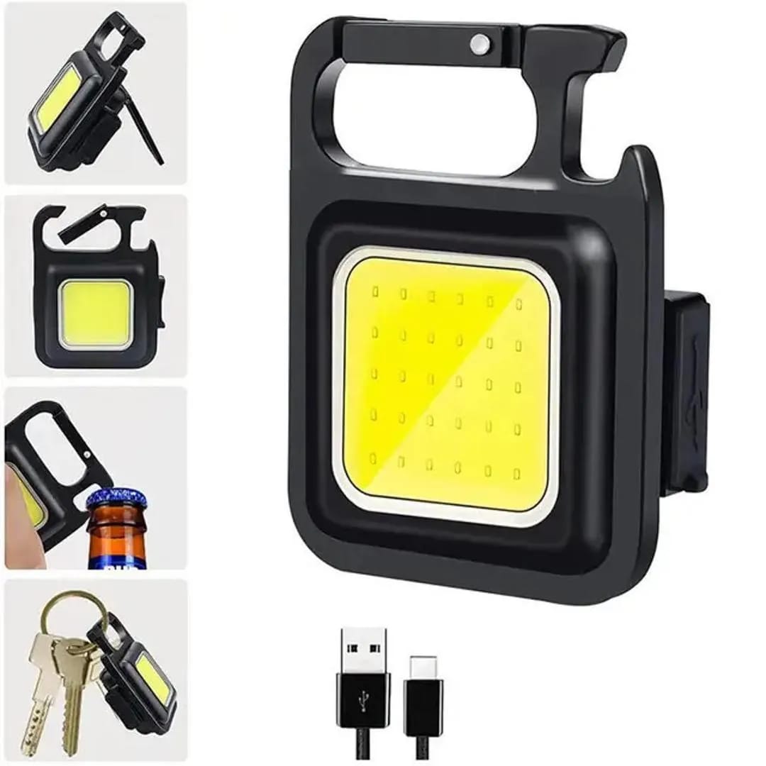 COB Rechargeable Keychain Light – Mini Portable LED Flashlight With USB Charging, Bottle Opener, And Magnet For Outdoor And Emergency Use