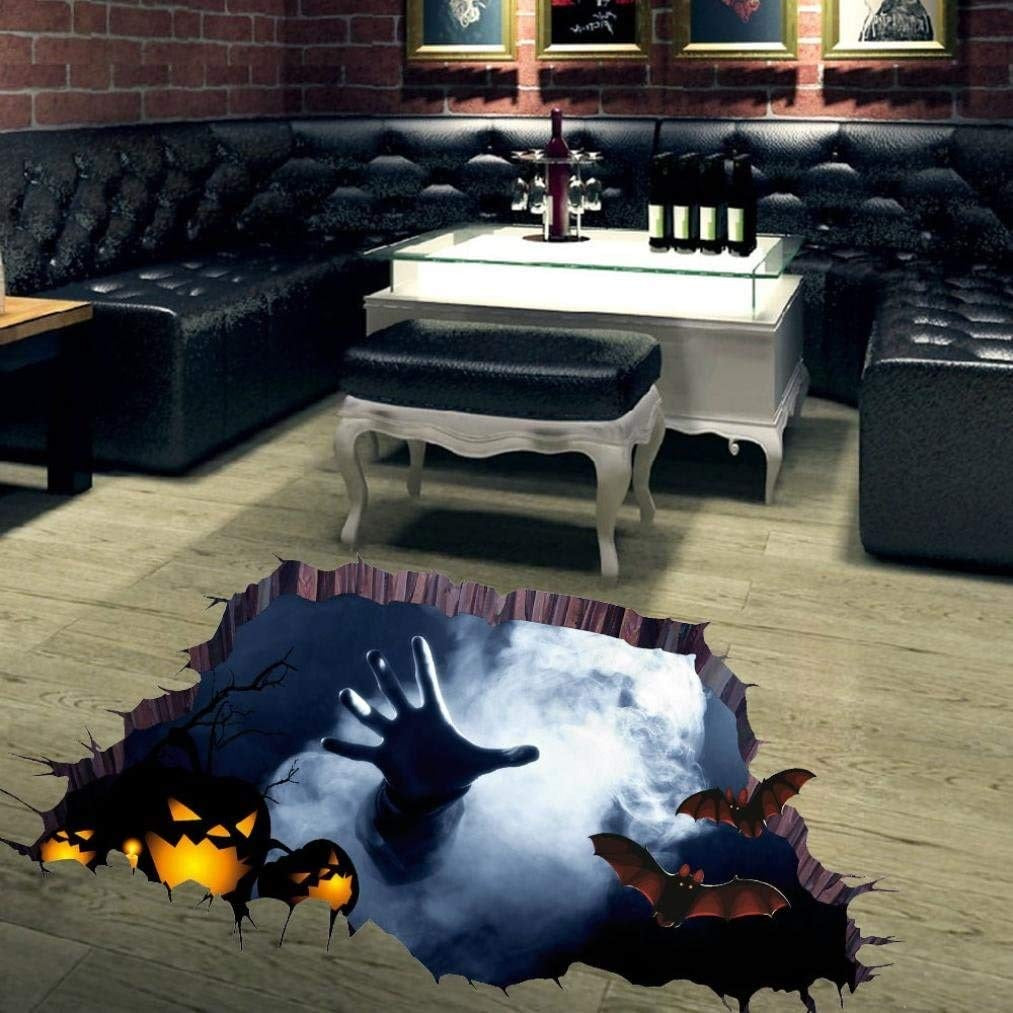 Halloween 3D View Horror Wall Sticker Floor Mural Waterproof Movable Home Decor (Ghost Han Size 45x60 dAfh1101)