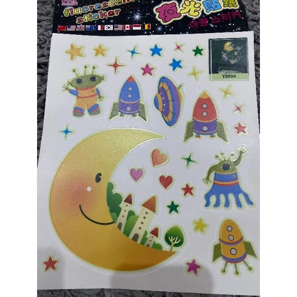 Yigo Fluorescent Luminous Wall Stickers Glow in The Dark Stars Home Decoration Eco-Friendly PVC Cartoon Wall Decal for Kids Rooms-Alphabet