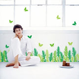 Green leaves and butterflies wall decals for beautiful wall and staircase decoration
