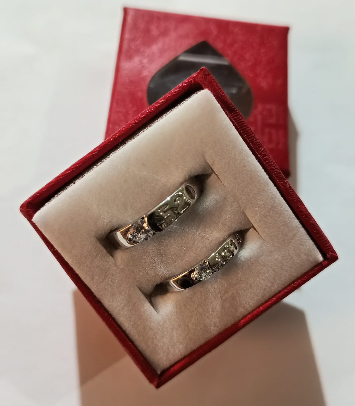 SILVER Color Crystal  Couple Rings Set Men Women Engagement Wedding Rings