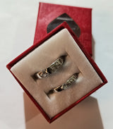 SILVER Color Crystal  Couple Rings Set Men Women Engagement Wedding Rings