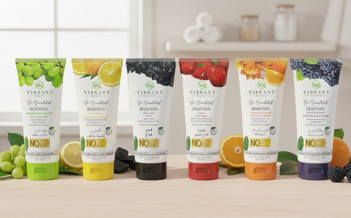 Vibrant Health "Be Beautiful" Premium Botanical Face Wash Series – 6-Pack Infusion Set with Natural Fruit Extracts & Antioxidants for Radiant, All-Day Glow