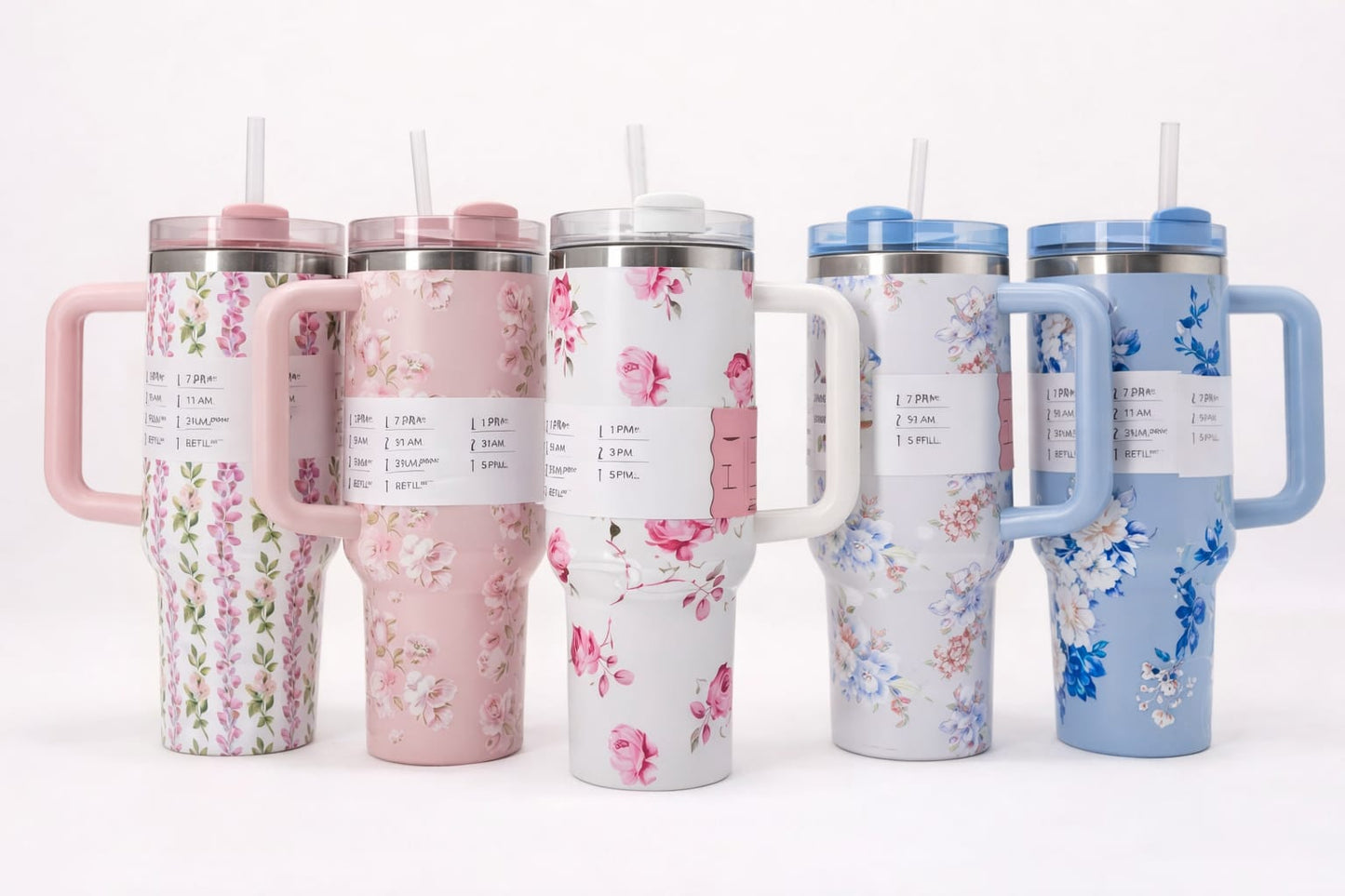 Floral Insulated Travel Tumbler with Ergonomic Handle and Leak-Resistant Lid – 40oz Double-Wall Vacuum Flask ( RANDOM COLOUR )