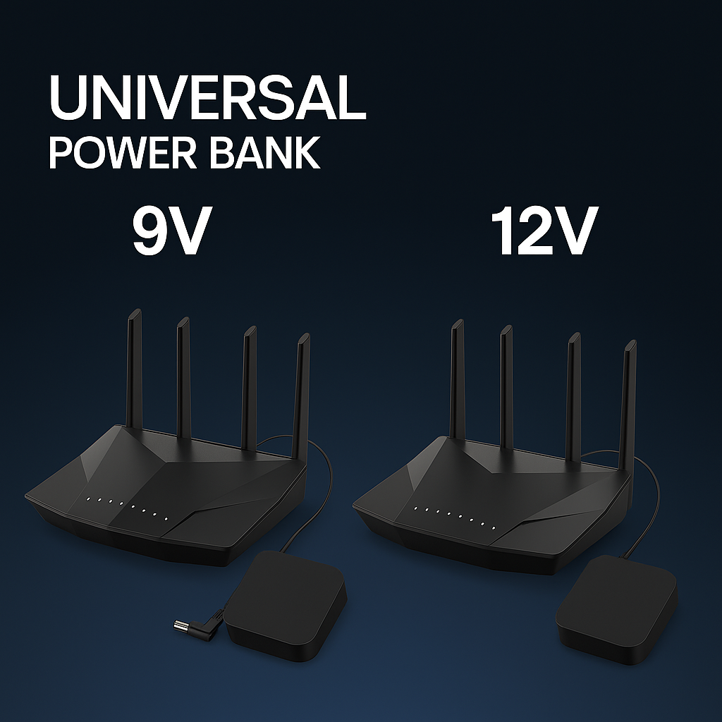 9V Router Power Bank - Portable Mini UPS for WiFi Routers, Modems & CCTV | Uninterrupted Backup Power Supply with DC Connector - White