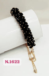 Adjustable New Design Gold Plated Stainless Steel Handcrafted Crystal Beaded StrandBracelet Women's Gifts