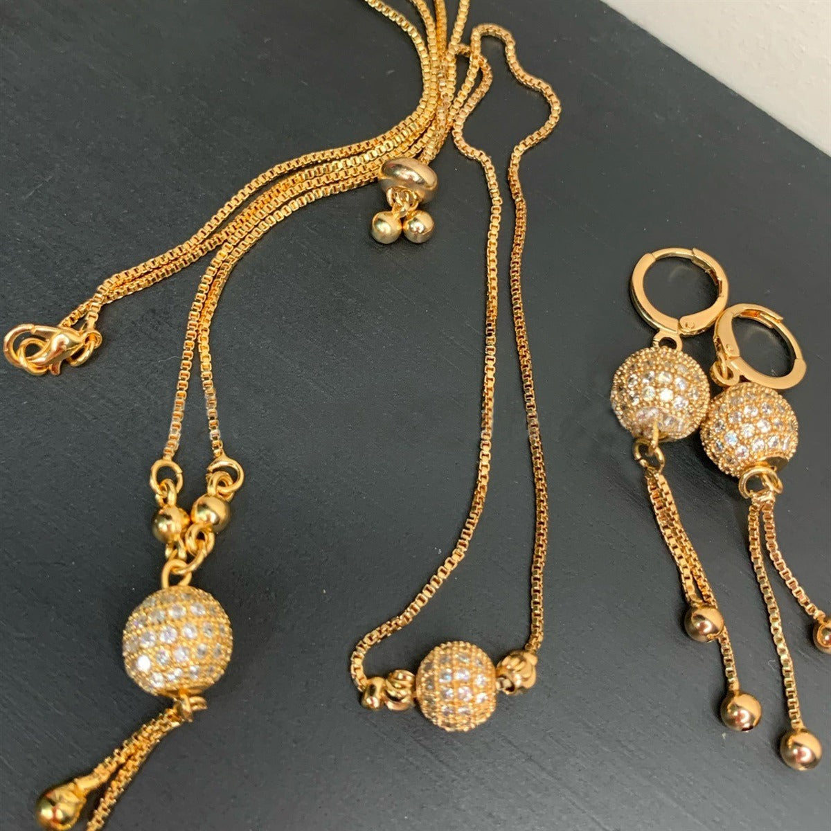 Gold Plated Pendant ,Bracelet And Earrings Set Trending Fashion