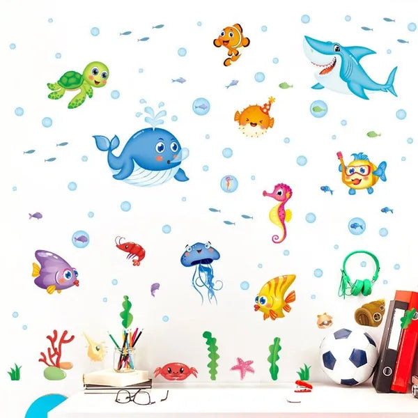 XL7206  Wall Sticker Underwater Ocean Fish Seaweed Removable Wall Decal, Children Kids Baby Home Room Nursery DIY Decorative Adhesive Art Wall Mural