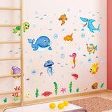 XL7206  Wall Sticker Underwater Ocean Fish Seaweed Removable Wall Decal, Children Kids Baby Home Room Nursery DIY Decorative Adhesive Art Wall Mural