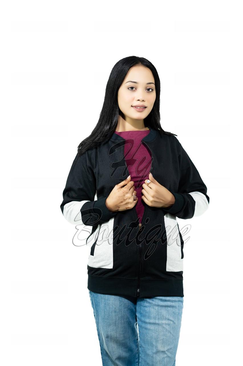 Winter Collection Women’s Black & White Printed Jacket | Stylish & Warm Outerwear | Trendy Winter Fashion for Ladies medium
