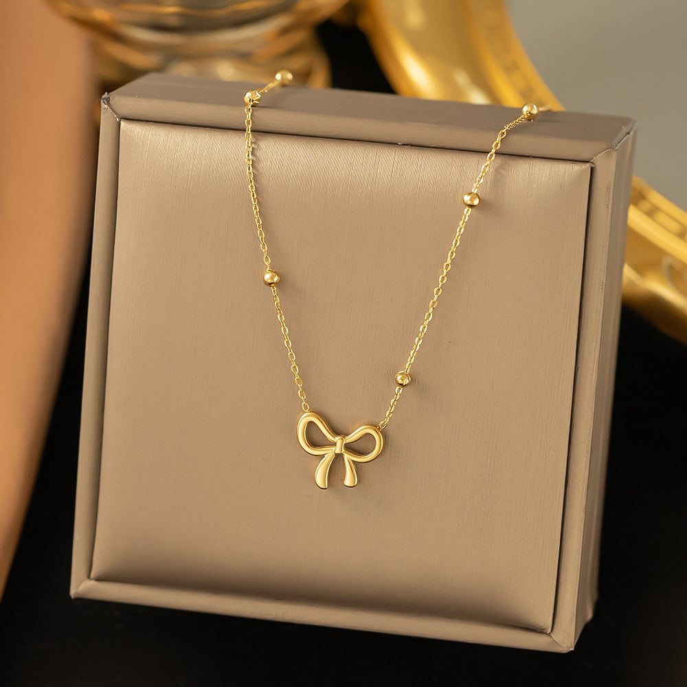 QCT-176 Knot Shape Ball Stainless Steel Necklace – Elegant Jewellery, Stylish Accessory for Women