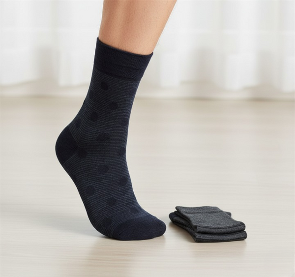 2 Pair Woolen Summer Socks For Men – Soft, Breathable, And Comfortable Daily Wear Socks For All-Season Use (Random Design)